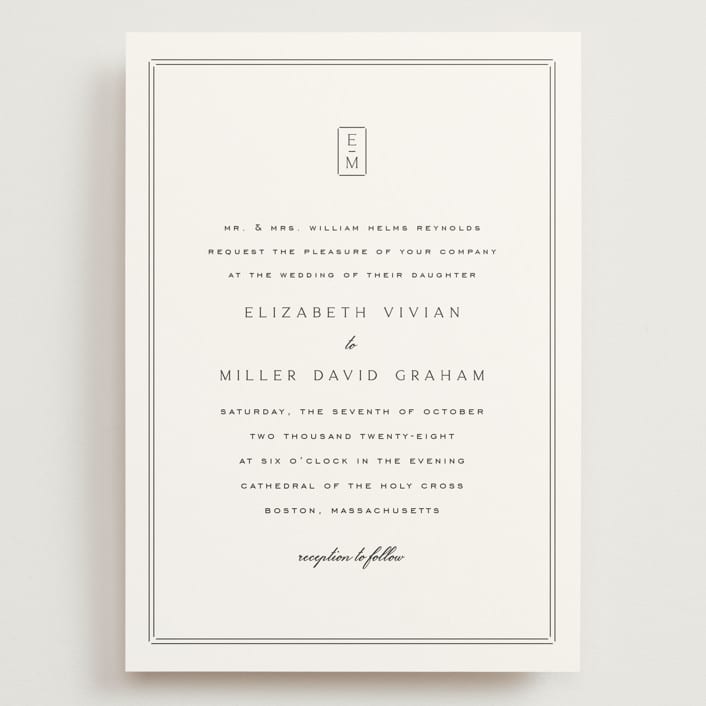 "Stripe Bevel" - Wedding Invitations in Salt by Amy Kross - Front