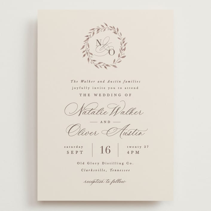 "Delicate monogram" - Wedding Invitations in Ecru by Hooray Creative - Front