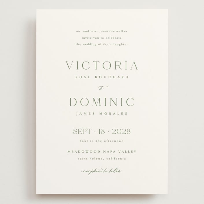"Victoria" - Wedding Invitations in Clover by Kelly Schmidt - Front