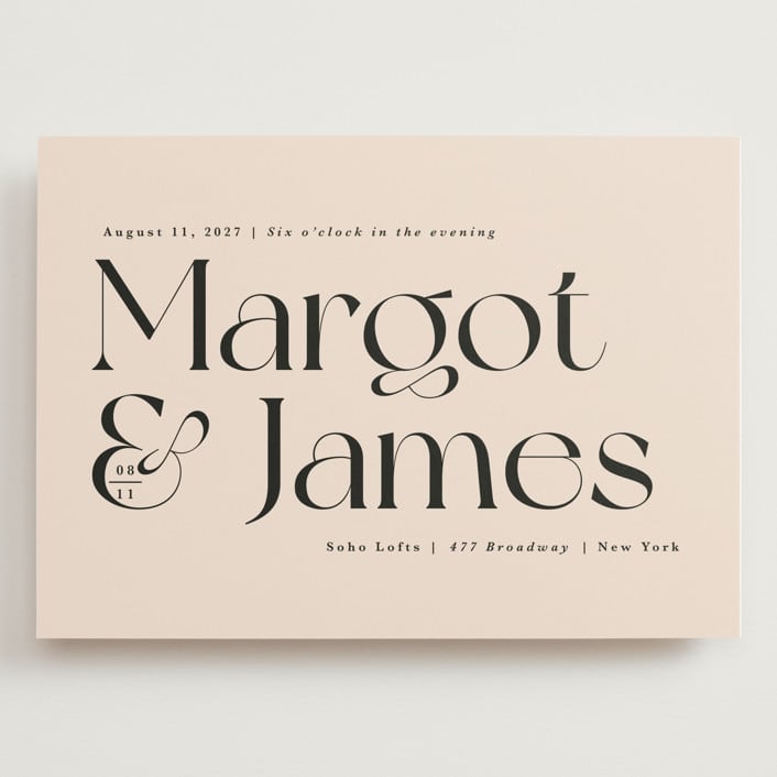 "SoHo" - Wedding Invitations in Blush by Hudson meet Rose - Front