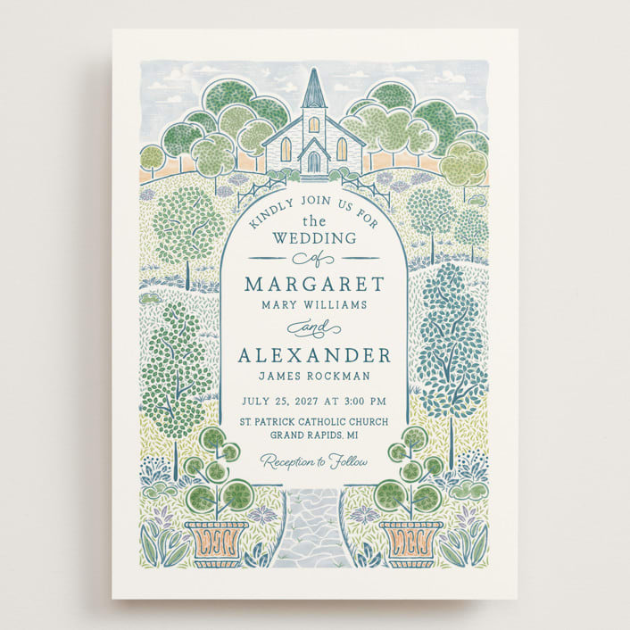 "Going to the Chapel" - Wedding Invitations in Meadow by Paper Sun Studio - Front