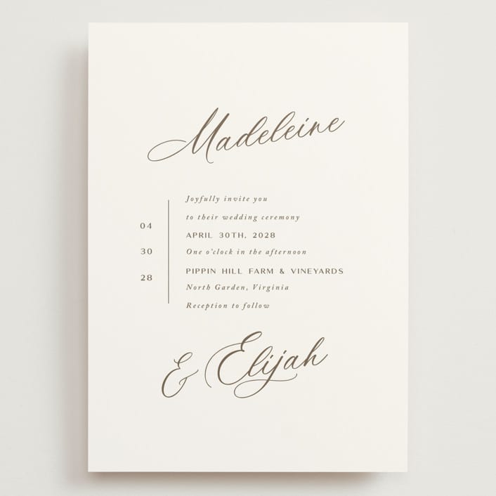 "Whimsy" - Wedding Invitations in Latte by Cara Scott - Front