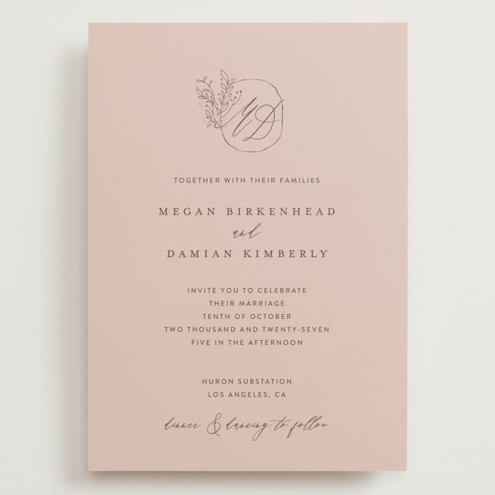 "Delicate monogram" - Wedding Invitations in Blush by Lucrecia Caporale - Front