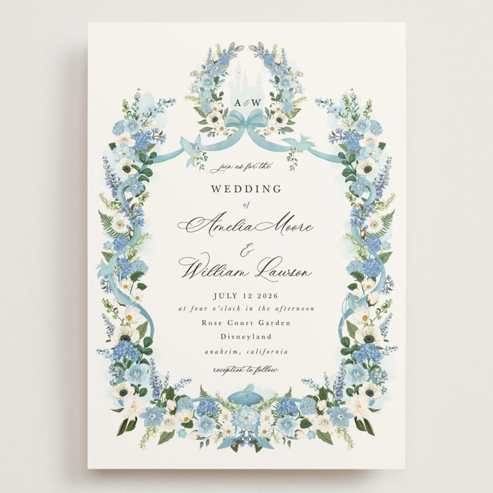 "Disney's Cinderella Fairytale" - Wedding Invitations in Bluebell by Susan Moyal - Front