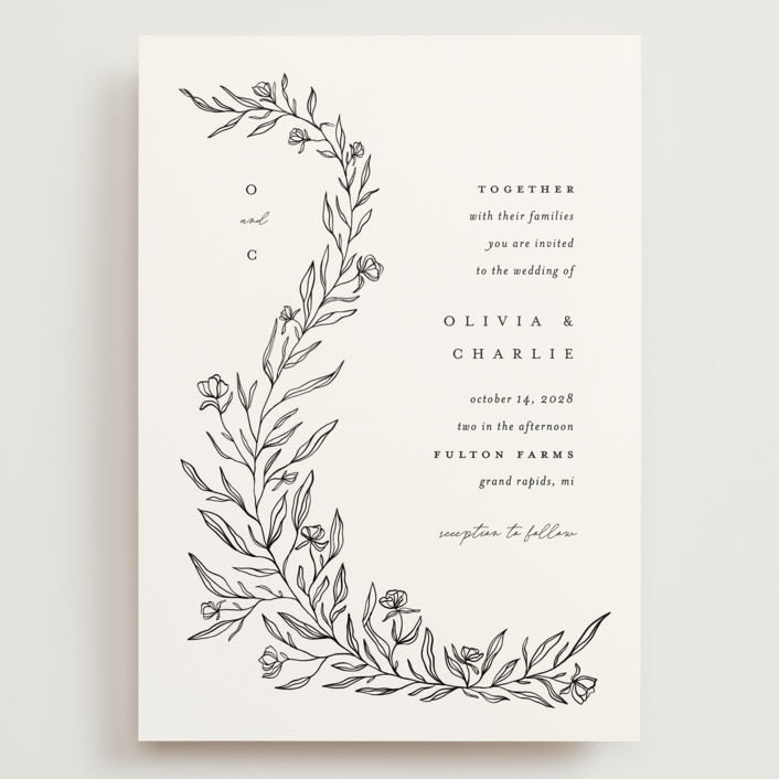 "Floral Cascade" - Wedding Invitations in Alpine by Pixel and Hank - Front