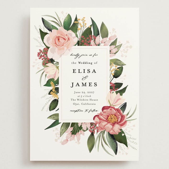 "Blossom" - Wedding Invitations in Blush by Susan Moyal - Front