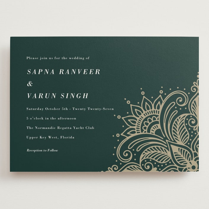 "Engraved Paisley" - Wedding Invitations in Cardamom by Oma N. Ramkhelawan - Front