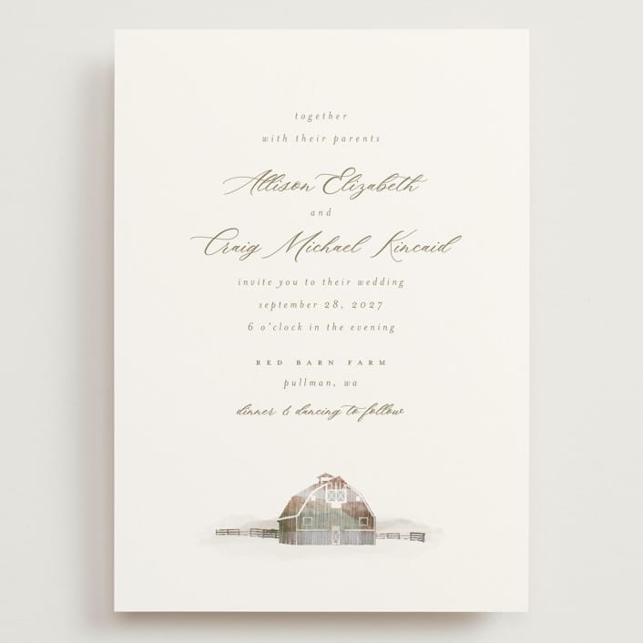 "Rustic Barn" - Wedding Invitations in Fawn by AK Graphics - Front