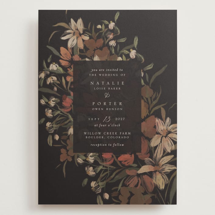 "Fall Garden Bouquet" - Wedding Invitations in Rust by Grace Kreinbrink - Front