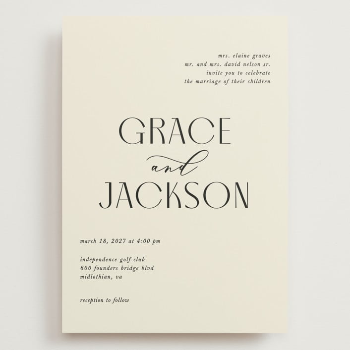 "Commonwealth" - Wedding Invitations in Ecru by That Girl Press - Front