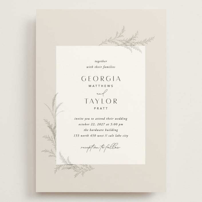 "Etched Frame" - Wedding Invitations in Eggshell by Robert and Stella - Front