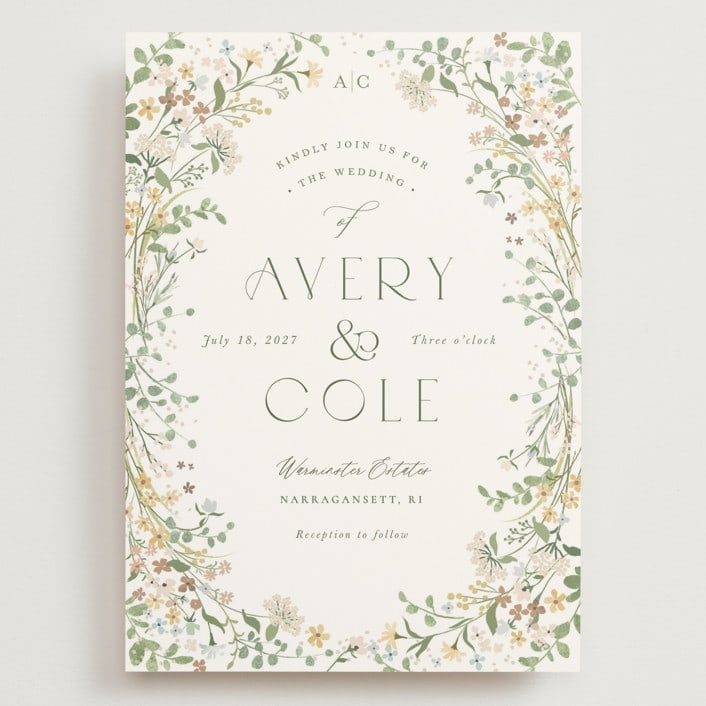 "Avery" - Wedding Invitations in Lemongrass by Jennifer Wick - Front