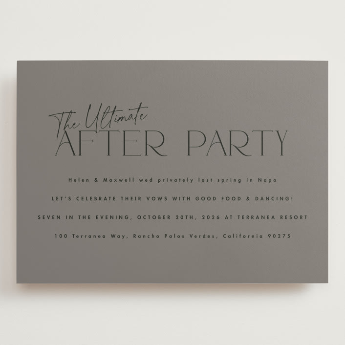 "The Ultimate After Party" - Wedding Invitations in Fog by Becky Nimoy - Front