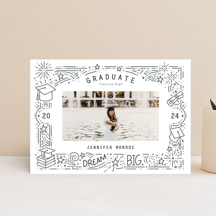 "Dream Big Grad" - Graduation Announcements in Snow by Stephanie Hawkes - Front