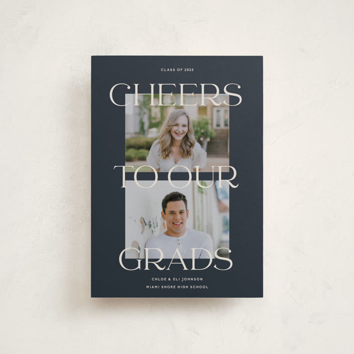 "Double the cheers" - Graduation Announcements in Nightsky by Pati Cascino - Front