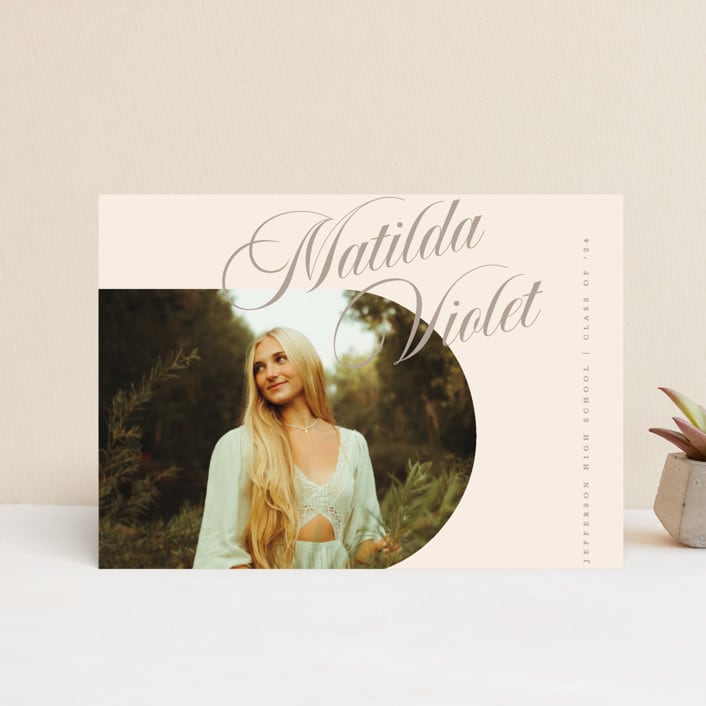 "Modern Curves" - Graduation Announcements in Almond by Morgan Kendall - Front