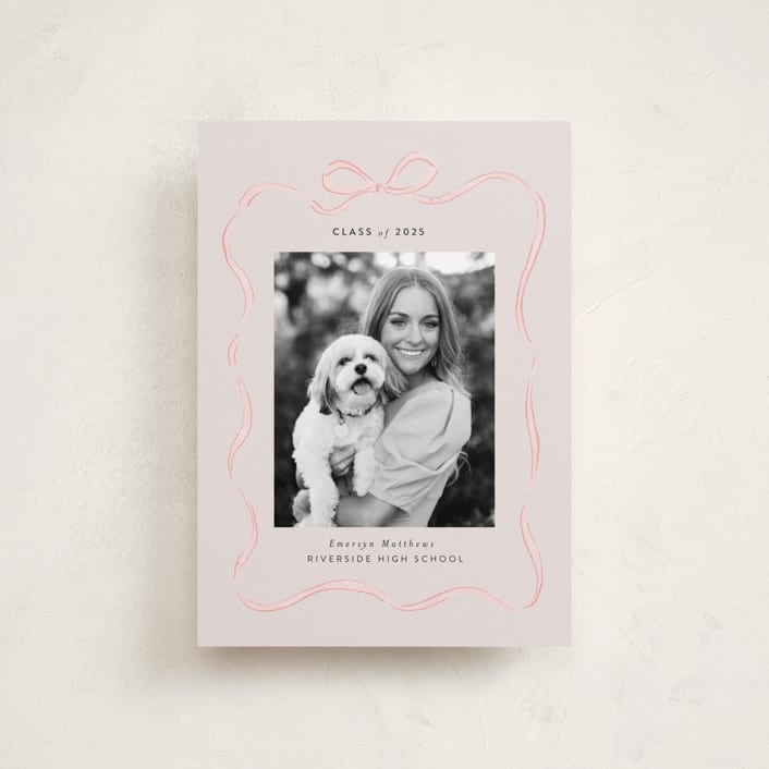 "Ribbon Frame" - Graduation Announcements in Blush by Itsy Belle Studio - Front