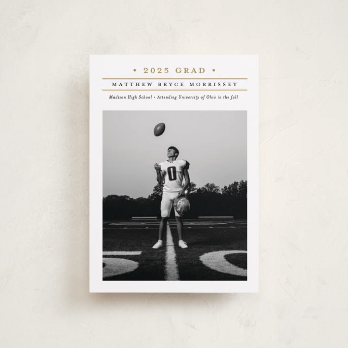 "Modern Grid" - Graduation Announcements in Golden by Erica Krystek - Front