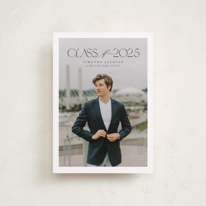 "Class" - Graduation Announcements in Charcoal by Nicole Walsh - Front