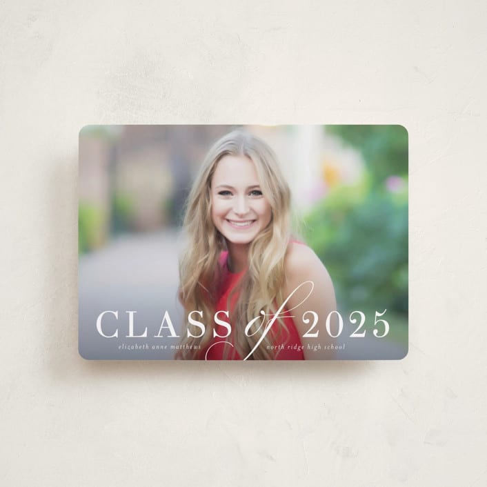 "Timeless Grad" - Graduation Announcements in Pebble by Katy Shen - Front