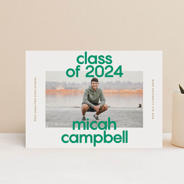 "School Color Duo" - Graduation Announcements in Grass by Jackie Crawford - Front