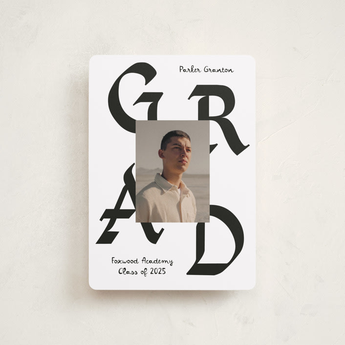 "Calligraphic Ink" - Graduation Announcements in Cotton by Chryssi Tsoupanarias - Front