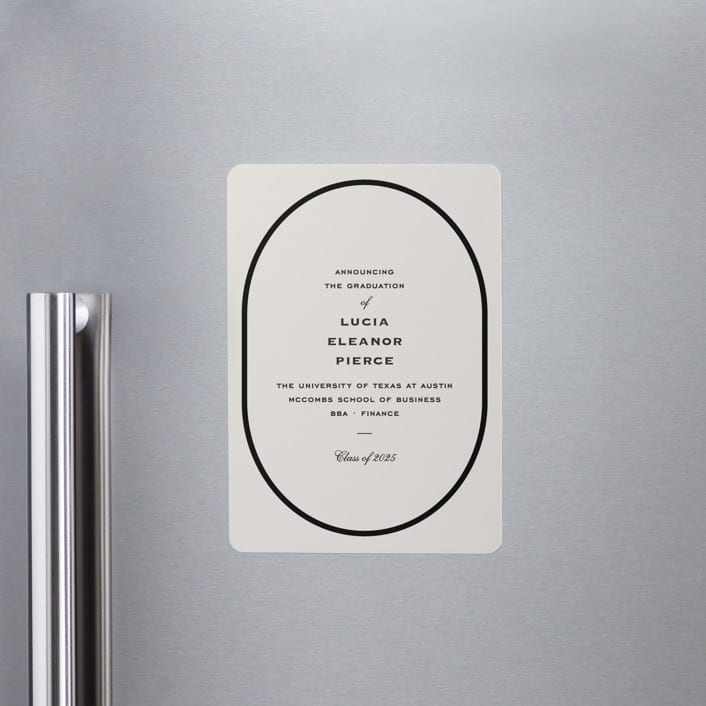 "Commence" - Graduation Announcements in Tuxedo by Megan Davis - Magnet Front