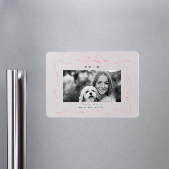 "Ribbon Frame" - Graduation Announcements in Blush by Itsy Belle Studio - Magnet Front