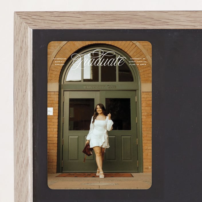"Legato" - Graduation Announcements in Crisp Linen by Erin L. Wilson - Magnet Front