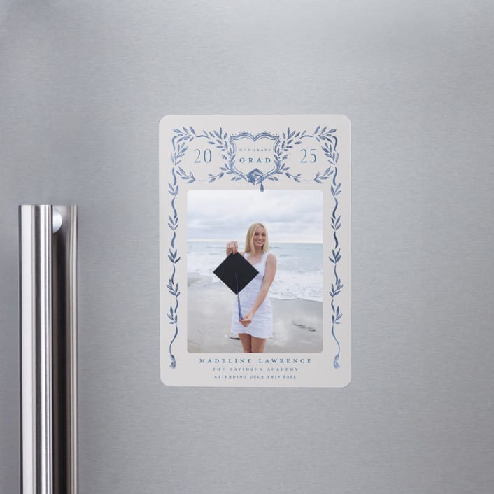 "Grad Crest" - Graduation Announcements in Indigo by Petra Kern - Magnet Front