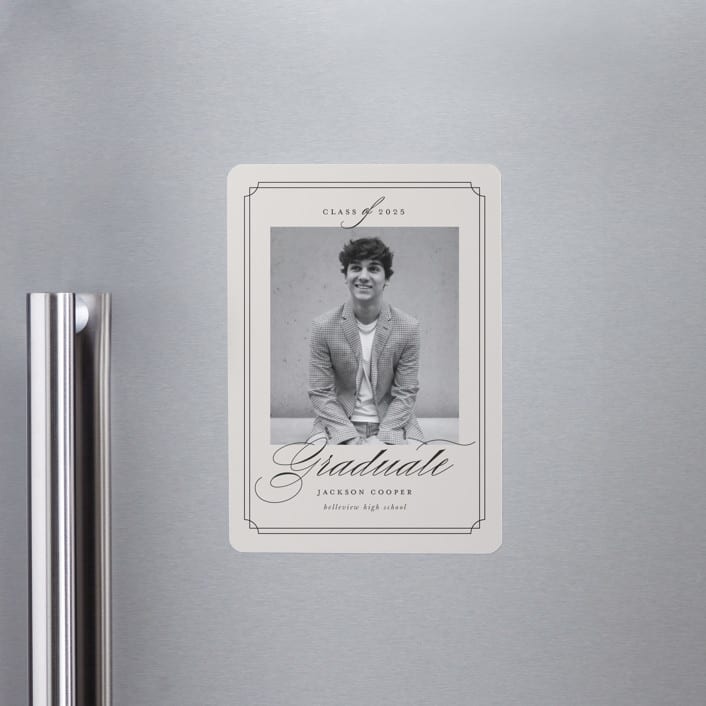 "Refined Grad" - Graduation Announcements in Taupe by Ashley Iwafuchi - Magnet Front