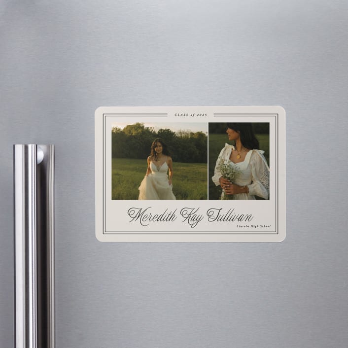 "Timeless Border" - Graduation Announcements in Almond by Brianne Larsen - Magnet Front