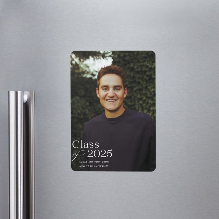 "Classical Grad" - Graduation Announcements in Blanco by Megan Davis - Magnet Front