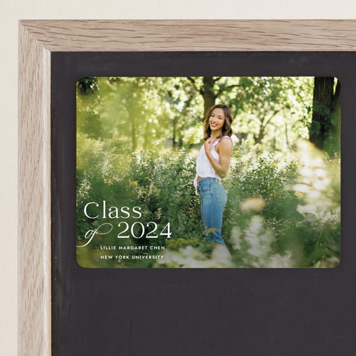"Classical Grad" - Graduation Announcements in Blanco by Megan Davis - Magnet Front