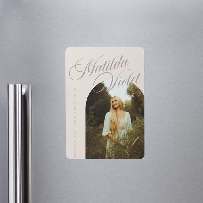 "Modern Curves" - Graduation Announcements in Almond by Morgan Kendall - Magnet Front