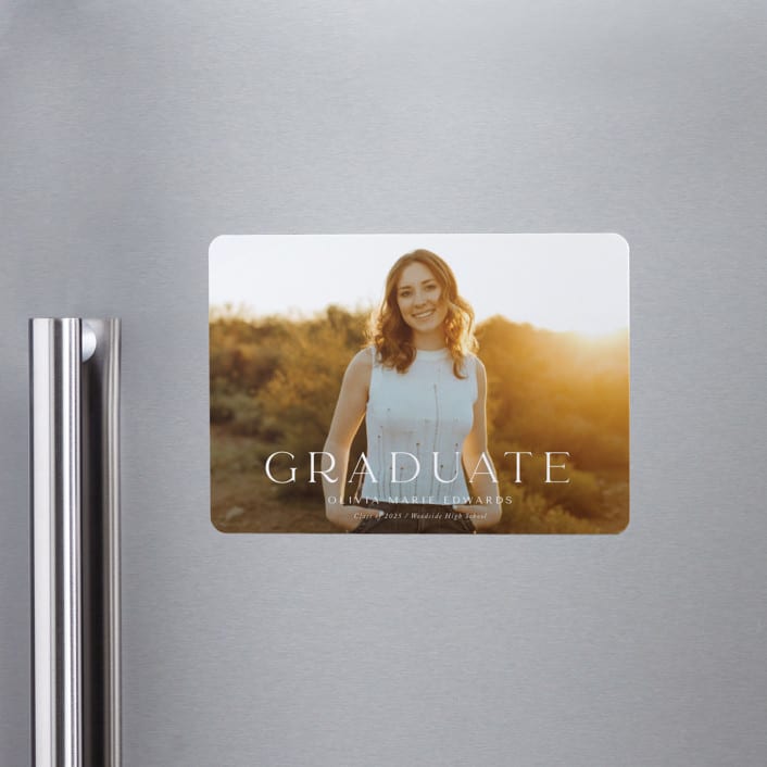 "Next Adventure" - Graduation Announcements in Snow by Yaling Hou Suzuki - Magnet Front