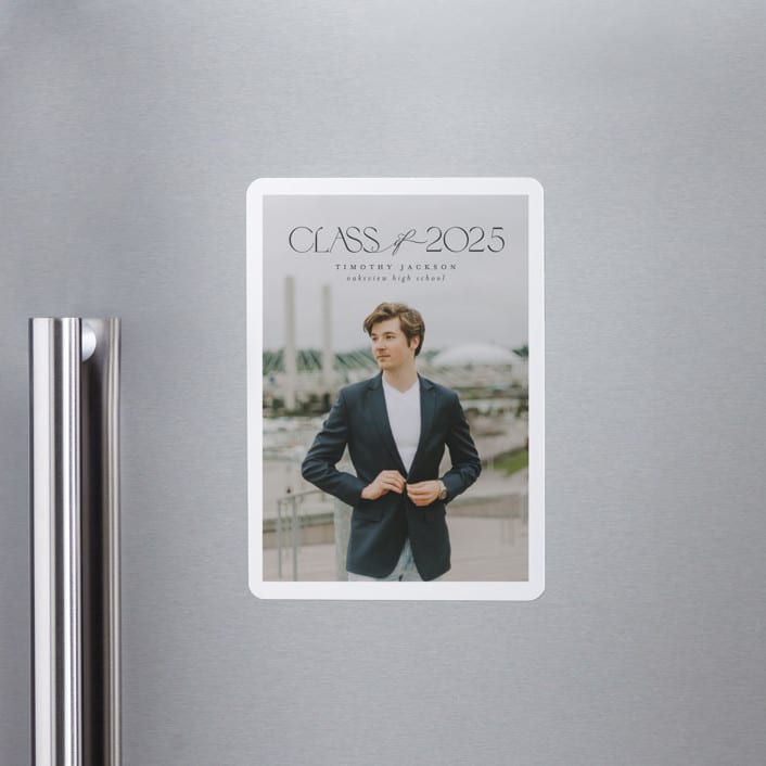 "Class" - Graduation Announcements in Charcoal by Nicole Walsh - Magnet Front