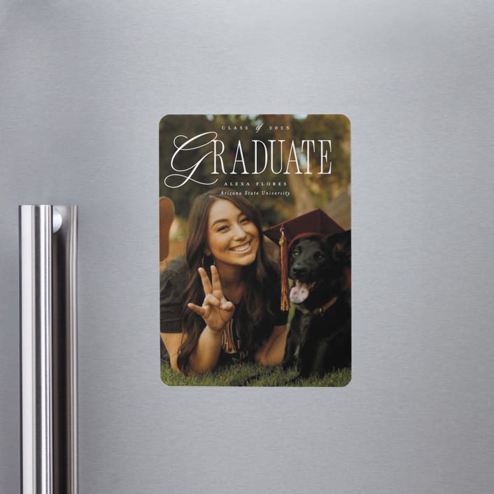 "Literary" - Graduation Announcements in Sea Salt by Everett Paper Goods - Magnet Front