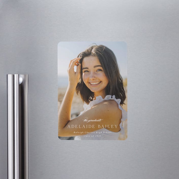 "graceful" - Graduation Announcements in Cotton by Emily Sabol Goss - Magnet Front