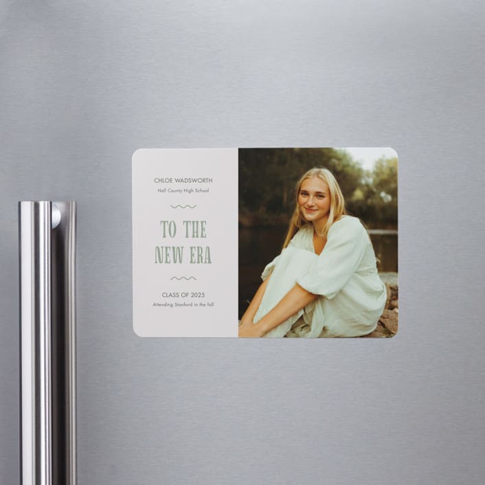 "New Era" - Graduation Announcements in Sea glass by Cindy Reynolds - Magnet Front