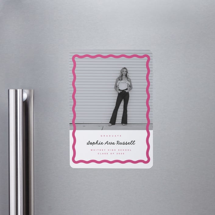 "wavy border" - Graduation Announcements in Bubblegum by Emily Sabol Goss - Magnet Front