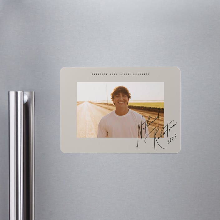 "Grad Signature" - Graduation Announcements in Sandstone by Stacy Maalouf - Magnet Front