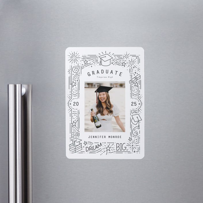 "Dream Big Grad" - Graduation Announcements in Snow by Stephanie Hawkes - Magnet Front