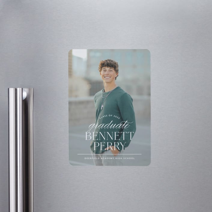 "Academy" - Graduation Announcements in Pearl by Jennifer Postorino - Magnet Front