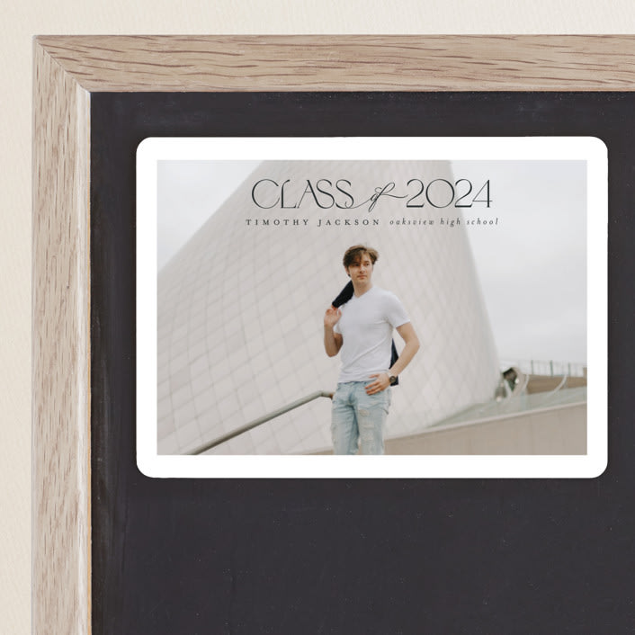"Class" - Graduation Announcements in Charcoal by Nicole Walsh - Magnet Front