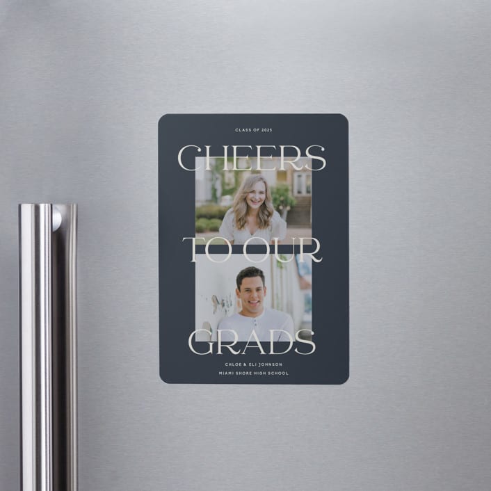 "Double the cheers" - Graduation Announcements in Nightsky by Pati Cascino - Magnet Front