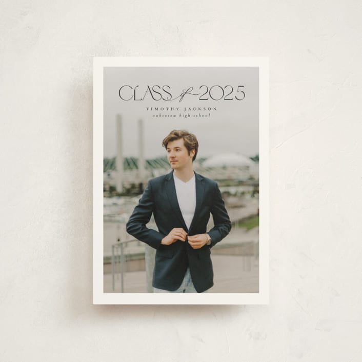 "Class" - Graduation Announcements in Charcoal by Nicole Walsh - Front