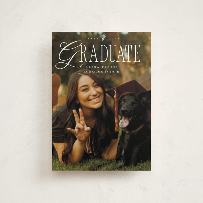 "Literary" - Graduation Announcements in Sea Salt by Everett Paper Goods - Front