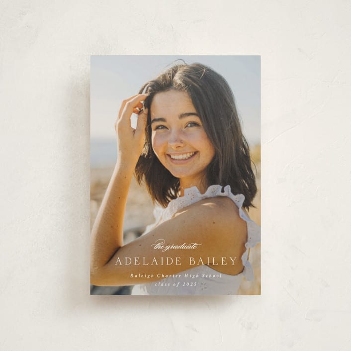 "graceful" - Graduation Announcements in Cotton by Emily Sabol Goss - Front
