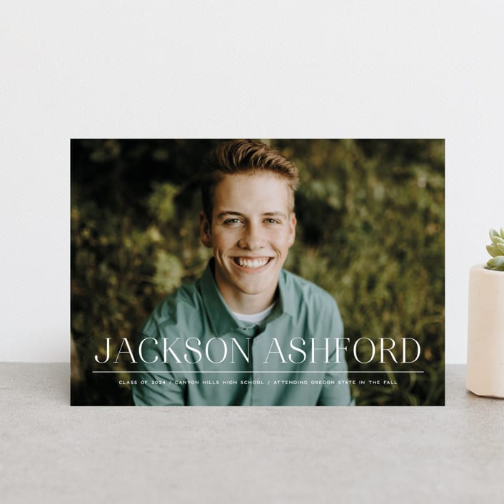 "Classy Stack" - Graduation Announcements in Limestone by Erica Krystek - Front